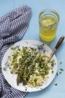 Green asparagus millet risotto — Stock Photo