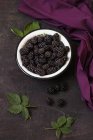 Fresh blackberries in bowl — Stock Photo
