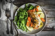 Chicken breast with potatoes and salad — Stock Photo