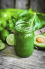 Green smoothie in jar — Stock Photo
