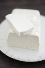 Vista de close-up de uma chapa de queijo Tofu — Fotografia de Stock