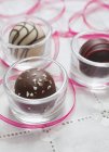 Three chocolate pralines — Stock Photo