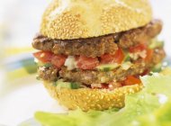 Double burger with vegetables — Stock Photo