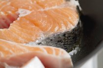 Raw uncooked salmon steaks — Stock Photo