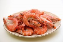 Crevettes bouillies sur plaque — Photo de stock