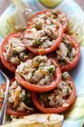 Tomatoes stuffed with tuna — Stock Photo