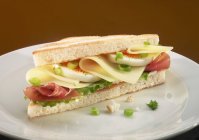 Сэндвич с ветчиной и яйцом — стоковое фото