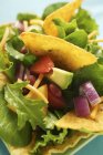 Мексиканські салат з овочами і taco чіпси — стокове фото
