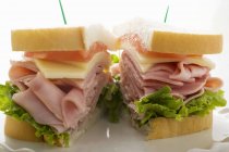 Tomato sandwich and ham — Stock Photo