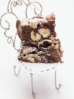 Brownies aux noix au sucre glace — Photo de stock