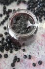 Blueberry jam in jar — Stock Photo