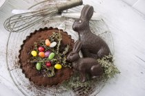 Chocolate tart with thyme — Stock Photo