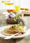 Fig pancakes on plate — Stock Photo