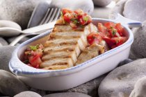 Grilled swordfish with tomatoes — Stock Photo