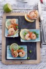Fried prawns with beans — Stock Photo
