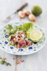 Tuna fish ceviche with chilli peppers — Stock Photo