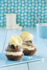 Chocolate cupcakes with lemon — Stock Photo