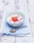 Yaourt à la compote de rhubarbe — Photo de stock