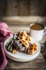 Belgian waffles with chocolate — Stock Photo