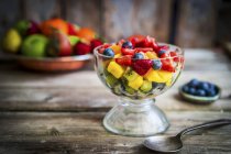 Fruit salad in jar — Stock Photo
