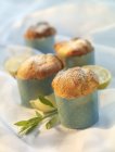 Muffins in polka dot cases — Stock Photo