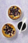 Amandine tartlets with blueberries — Stock Photo