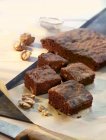Chocolate-walnut brownies — Stock Photo