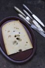 Stück löchriger Käse — Stockfoto
