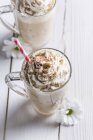 Closeup view of cold coffee with whipped cream — Stock Photo