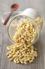 Pine nuts spilling from jar — Stock Photo
