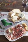 Cheese and ham platter — Stock Photo