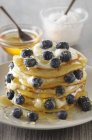 Stack of pancakes with ricotta — Stock Photo