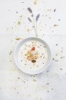 Healthy muesli with lavender — Stock Photo
