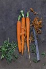 Zanahorias peladas con cuchillo - foto de stock