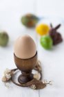 Boiled egg in egg-cup — Stock Photo