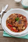 Chicken with peppers and beans — Stock Photo