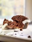 Broken chocolate muffin — Stock Photo