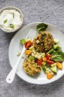 Fregola pasta and vegetable fritters — Stock Photo