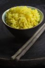 Bowl of saffron rice — Stock Photo