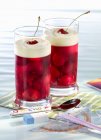 Jelly with cherries in glasses — Stock Photo
