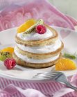 Pancakes with vanilla quark — Stock Photo