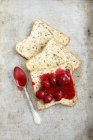 Toasts with cherry jam — Stock Photo