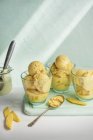 Мороженое с манго и совок мороженого — стоковое фото