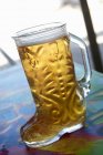 Beer in boot glass — Stock Photo