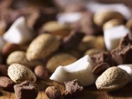 Coconut, fudge and almonds — Stock Photo