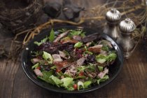 Mixed leaf salad with beef — Stock Photo
