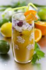 Closeup view of citrus fruit drink with ice cubes — Stock Photo