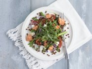 Салат из лосося с чечевицей — стоковое фото