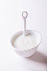 Yogur natural en un tazón - foto de stock