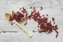 Cuneo di melograno e semi con cucchiaio — Foto stock